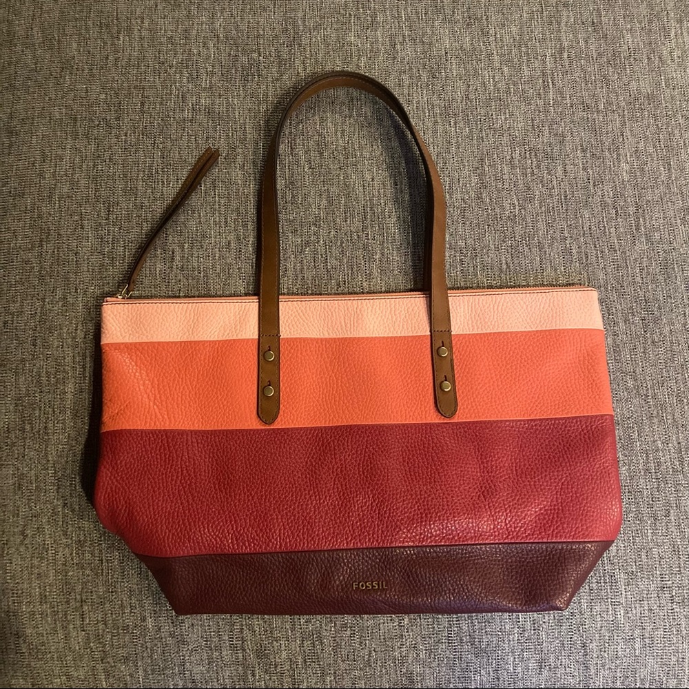 Fossil Multiple Pink Stripe Tote Bag - image 2